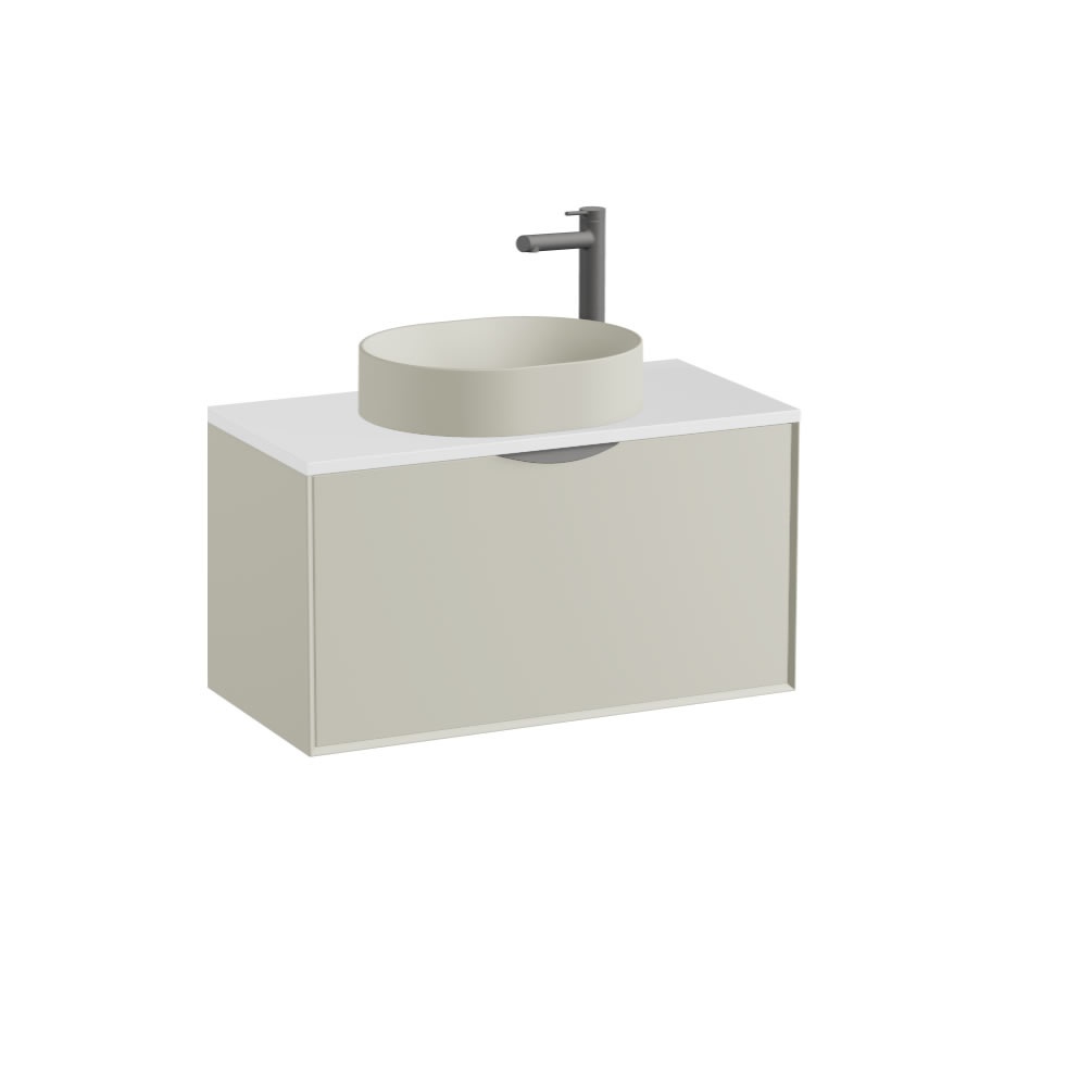 Vado Safari Smooth 800mm Cashmere Wall Hung Vanity Unit & Gloss White Worktop